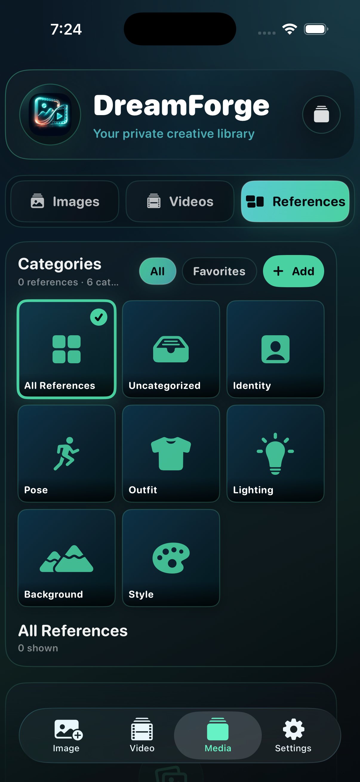 DreamForge categorized Reference Board